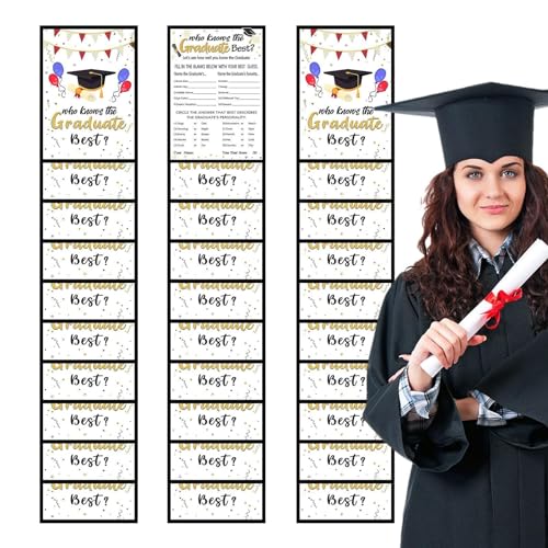 Nkmujil Absolventenpartykarten,Know The Graduate Card,30 Stück 2024 beschreibbare Leere Papierkarten für Absolventen - Partygeschenke für den High-School- oder College-Abschluss, für Klassentreffen von Nkmujil