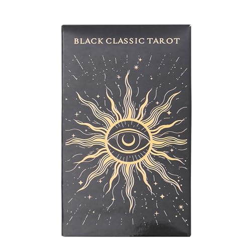 Nkmujil Black Classic Tarot, 78 Karten Orakel Deck, Mystische Wahrsagungswerkzeuge, Elegante Schwarze Tarotkarten für spirituelle Lesungen & Intuitive Einblicke, Brettspiel für Anfänger & Experten von Nkmujil