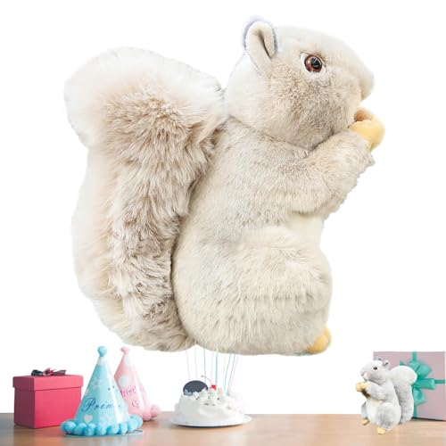 Nkmujil Squirrel Plush, Adorable Big-Tail Animal Plush Toy, 20cm Soft Cuddle Doll for Kids & Adults, Cozy Snuggle Companion, Home Decoration Living Room, Three-Grain Cotton von Nkmujil