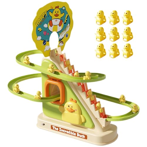 Rennstreckenspielzeug, niedliche Ente Klettertreppen, Entenachbahnspielzeug, Achterbahnspielzeug mit 9 Enten, Musikspielzeug für Kinder, Lernspielzeug für Kinder und von Nkmujil