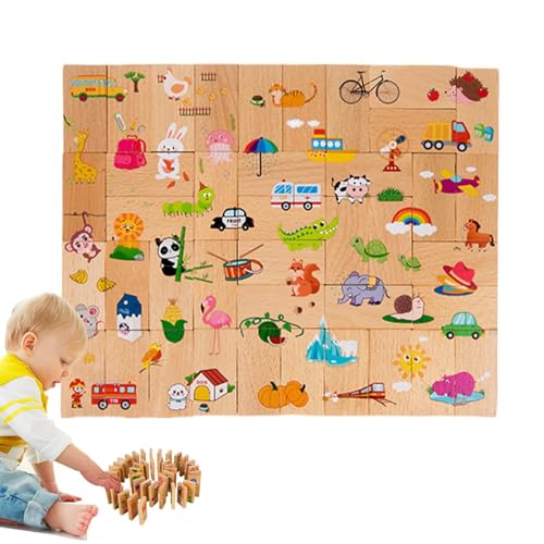 Toddler Wooden Jigsaw Puzzles, Preschool Educational Matching Games, Classic Number Learning Toys, Fun Jigsaw Game for Ages 3+ Educational Jigsaw Puzzles for, Interactive Matching Domino Set von Nkmujil