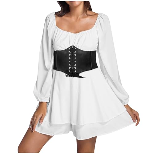 Nlaayong Damen Renaissance Top Mittelalter Bluse Trompetenärmel Off Shoulder Gothic Viktorianische Shirt mit Korsett Taille Gürtel Halloween-Karnevalskostüm Nlaayong Damen Renaissance Top Mittelalter Bluse Trompetenärmel Off Shoulder Gothic Viktorianische Shirt mit Korsett Taille Gürtel Halloween-Karnevalskostüm von Nlaayong