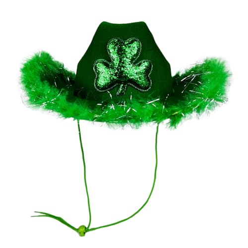 Nlaayong St. Patrick's Day:St. Patrick's Day Hut mit Kleeblatt Hut Leprechaun Grüne Kopfbedeckung mit irischem Kleeblatt Zylinder Hut grün Kleeblatt-Hut Faschingskostüme St Patrick's Day Kostüm von Nlaayong