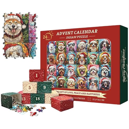 Countdown-Kalender, Adventskalender, Weihnachtskalender, Hundemuster, Familienspiel, Nachtpuzzle, 1000 Teile, Lernzimmerpuzzle, von Nlrlo