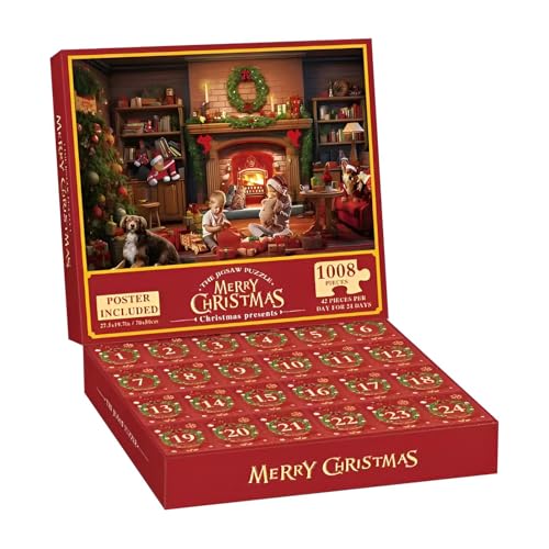 Christmas Countdown Puzzle, Christmas Countdown Calendar Puzzle, 1008 Piece Christmas Countdown Calendar Puzzle, 24 Christmas Puzzle Toy Advent Calendar for Parent-Child Family Game Night von Nmkeqlos