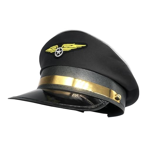 Nmkeqlos Airline Pilot Hat, Airline Captain Hat, Airplane Halloween Costume Cap, Theme Pilot Hat, Airplane Captain Hat Pilot Dress Costume Hat Sailors Halloween Costume Accessory von Nmkeqlos