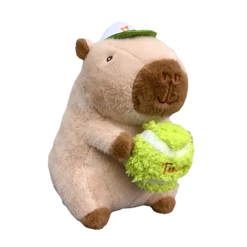 Nmkeqlos Gefüllte Capybara, Capybara Plüsch,Niedliche Capybara-Plüschpuppe im Tennis-St | 25 cm großes Capybara mit Tennisball, weiches und süßes Stofftier für Wohnzimmer, Schlafzimmer von Nmkeqlos