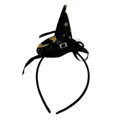 Nmkeqlos Halloween Stirnbänder - Star Skull Muster Hexe Kopfschmuck - Dress Up Party Supplies Schwarzer Hexenhut mit Schleife Spitze Dekoration für Bühnenauftritte von Nmkeqlos