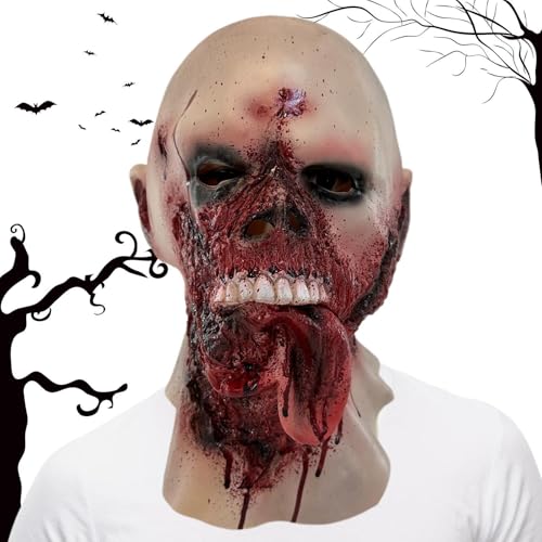 Nmkeqlos Horror Halloween Kopfbedeckung - Realistische Zombie Kopfbedeckung für Halloween | Tragbare Gothic Kopfbedeckung, Wiederverwendbare Blutige Kostüme für von Nmkeqlos