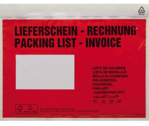 HEAD Dokumententasche DIN C5 Rot Lieferschein-Rechnung, mehrsprachig mit Selbstklebung 250St. von Head