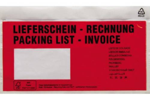 HEAD Dokumententasche DIN lang Rot Lieferschein-Rechnung, mehrsprachig mit Selbstklebung 250St. von Head