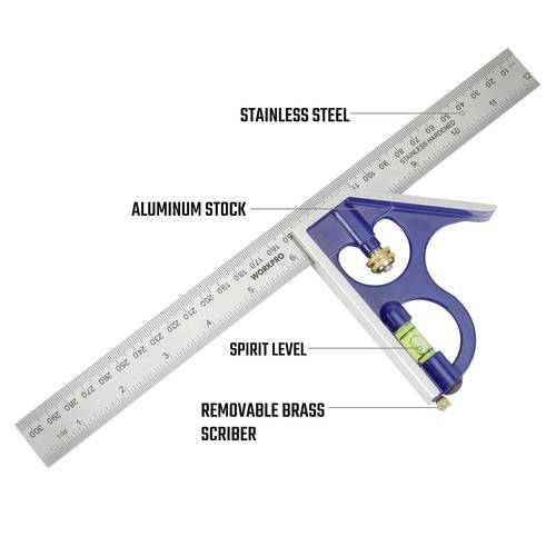 WorkPro WP264002 Aluminium-Kombinationswinkel 300mm von WorkPro