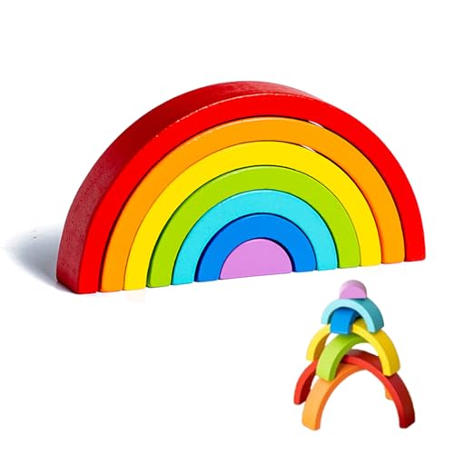 Noaxylic Regenbogen Holz, Regenbogen Holz Spielzeug, Vorschule Stapeln Spielzeug, Regenbogen-bausteine Bunte Farben auf Wasserbasis, 7 Teiliger Bogen für Kinder ab 1 Jahr, Jungen, Mädchen Noaxylic Regenbogen Holz, Regenbogen Holz Spielzeug, Vorschule Stapeln Spielzeug, Regenbogen-bausteine Bunte Farben auf Wasserbasis, 7 Teiliger Bogen für Kinder ab 1 Jahr, Jungen, Mädchen von Noaxylic