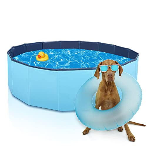 Hundepool 120 cm Schwimmbecken Für Kleine Hunde Faltbare Haustier Planschbecken Hundebadewanne Pool Für den Hund Katze Eco-Friendly PVC Swimmingpool von Nobleza