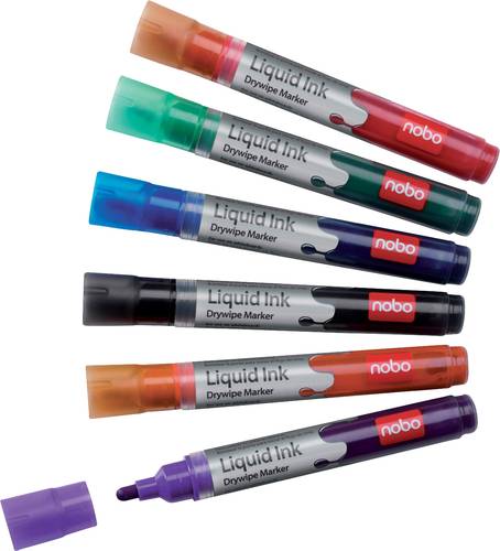 Nobo Liquid Ink 1901419 Whiteboardmarker Set Schwarz, Rot, Grün, Blau, Orange, Violett 6St. von Nobo