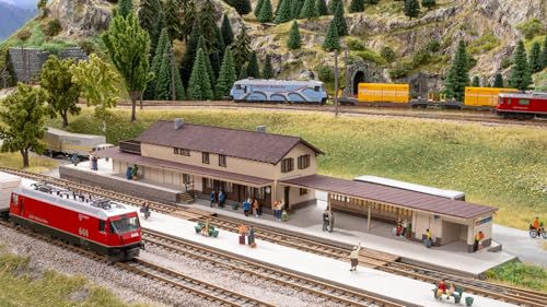 NOCH Bahnhof „Bergün“, historisches Modellbau-Set, für Spur H0 mit Lasercut-Technik von Noch