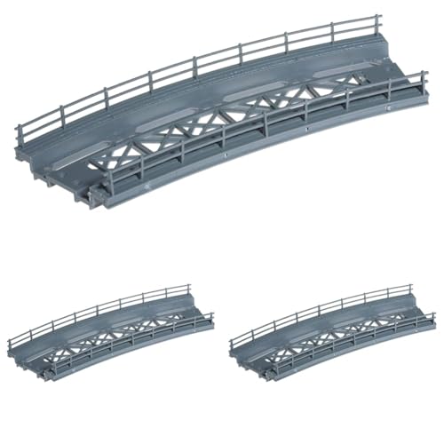 NOCH® Brückenfahrbahn, gebogen, Bausatz für realistische Modellbau Brücken, Radius 360 mm für die Spurweite H0 (Packung mit 3) von NOCH