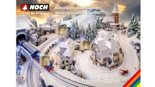 NOCH® Figuren-Adventskalender, 24 Modellfiguren, Spurweite H0 für Modelllandschaften, Dekoration sowie DIY von Noch