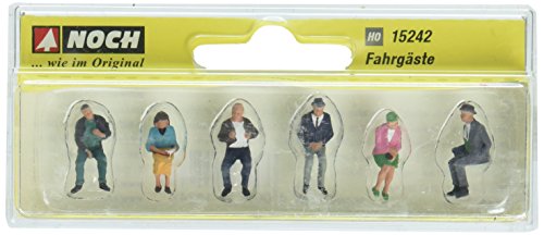 NOCH® H0 Figuren Fahrgäste, Modellfiguren Sitzend, Set für die Spur H0, ideal für Bahnhöfe und Bushaltestellen von NOCH