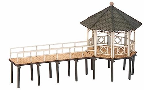 NOCH® Event-Pavillon „Fischersteg“, romantischer Modellbau Pavillon, 12,9 x 5,2 cm in H0 ideal für Hochzeitsszenen von Noch