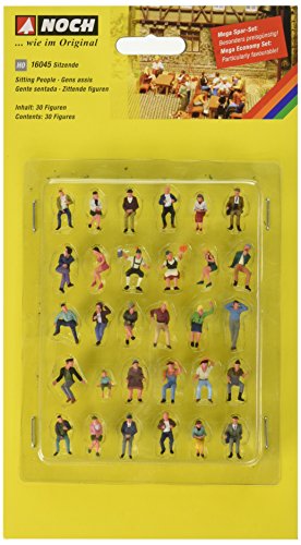 NOCH® Mega-Spar-Set „Sitzende“, 30 handkolorierte Modellfiguren, ideal für Spur H0 Modelleisenbahnen und Dioramen von Noch