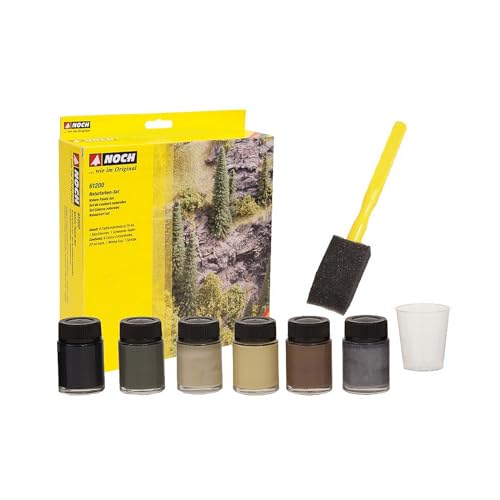 NOCH 61200 Modellbahn-Naturfarbe Beige, Ocker, Oliv, Erdfarben (earth), Grau, Schwarz 1 Set, 20 ml (6er Pack) von Noch