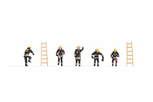 NOCH H0 Figuren Feuerwehr, Set aus Figuren, schwarz, ideal für H0 Modellbau maßstab 1:87 realistisch handbemalt von NOCH