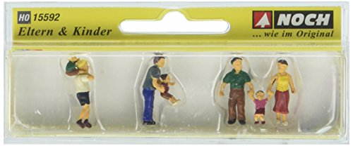 NOCH® Figuren-Set „Eltern & Kinder“, Miniaturfiguren, für Spur H0, ideal für Modellbau und Dekoration von Noch