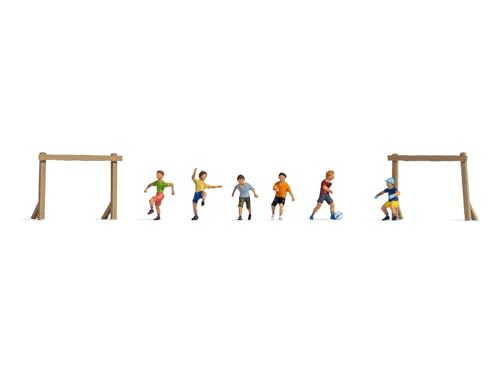 NOCH H0 Figuren Kinder auf dem Bolzplatz, H0 Miniaturfiguren Set für Modellbau Fußball Szenen von NOCH