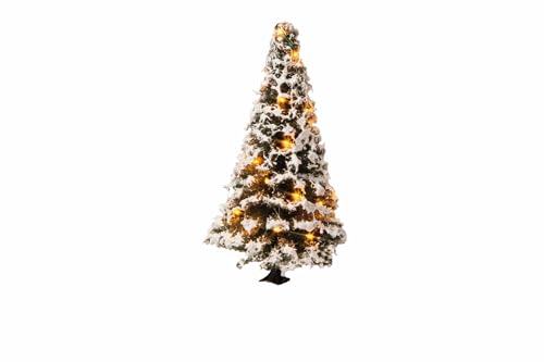 Noch 22120 Beleuchteter Weihnachtsbaum, verschneit, mit 20 LEDs, 8 cm hoch, Farbig von Noch