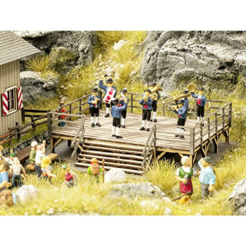 NOCH® Festbühne mit Micro-Sound Blaskapelle, Bausatz für Diorama, perfekt für Spurweite H0 und Modellbahn Zubehör von Noch