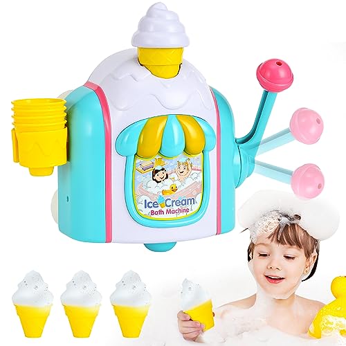 Badespielzeug ab 3 Jahre,Eiscreme Kinder Schaum Badewannenspielzeug mit Haken,Kinder Badewanne wasserspielzeug Spielzeug für 3 4 5 Jahre Mädchen Jungen (Blau) von Noetoy