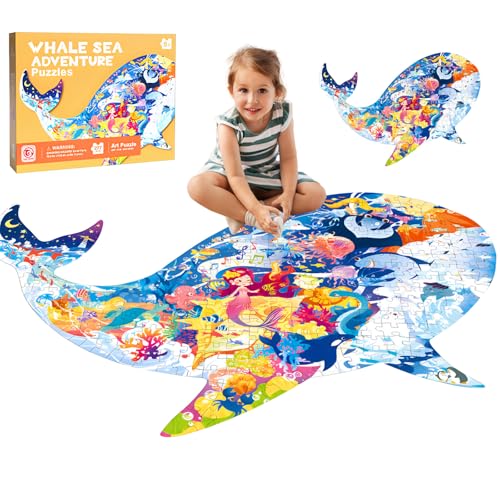 Noetoy Kinder Puzzle ab 6, 277 Teile Große Wal Puzzle Rahmenpuzzle, Lernspielzeug Geburtstagsgeschenke Spielzeug ab 6 7 8 9 10 Jahre Jungen Mädchen von Noetoy