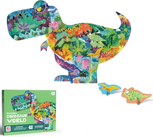Kinder Puzzle ab 6, 295 Teile Große Dino Puzzle Rahmenpuzzle, Lernspielzeug Geburtstagsgeschenke Spielzeug ab 6 7 8 9 10 Jahre Jungen Mädchen (Dinosaurier) von Noetoy