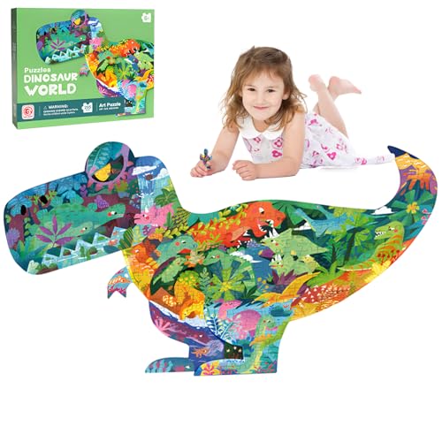 Kinder Puzzle ab 6, 295 Teile Große Dino Puzzle Rahmenpuzzle, Lernspielzeug Geburtstagsgeschenke Spielzeug ab 6 7 8 9 10 Jahre Jungen Mädchen (Dinosaurier) von Noetoy