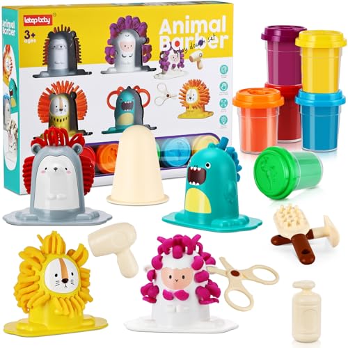 Knete Set,16 Stücke Play Dough knete Set,Friseur Set Kinder Knete Zubehör mit 6 Dosen Knetmasse,Playdough knete Spielzeug Geschenk ab 3 4 5 6 7 8 Jahre Mädchen Junge von Noetoy