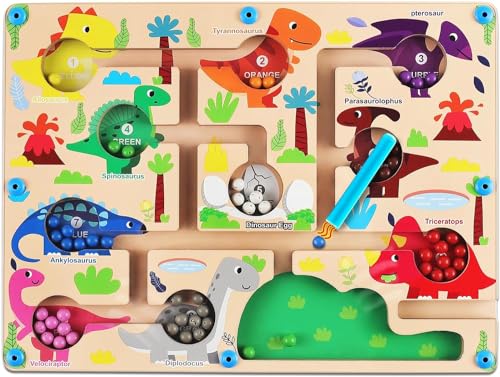 Noetoy Magnetspiel Kinder,Labyrinth Spiel Dinosaurier Lernspielzeug Farben und Zahlen Lernspiele,Montessori Spielzeug ab 2 3 4 5 Jahre, Geburtstagsgeschenke füR Jungen MäDchen Ostern von Noetoy