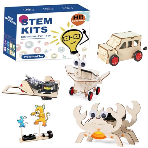 Modell aus Holz zum Bauen, 5 in 1, 3D-Puzzle STEM Set für Kinder 6 7 8 9 10 11 12 13 Jahre, Lernbausteine Spielzeug für Jungen Mädchen Junioren, Geburtstagsgeschenk Weihnachten für Kinder von Noetoy
