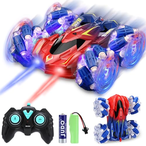 Noetoy Ferngesteuerte Auto ab 4 Jahre,4WD 360° Drehbares RC Car mit LED Leuchten,Musik und Spray,Outdoor Spielzeug Kindertag Geschenk Kinder ab 4 5 6 7 8 Jahren Junge Mädchen (Rot) von Noetoy