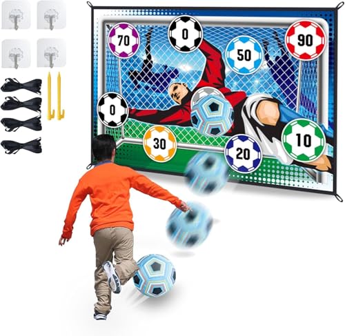 Noetoy Fußball Spielset für Kinder 3 4 5 6 7 8,Fussballtor Kinder Spiel Spielzeug für Garten Indoor Outdoor, Fußball Spielzeug mit KlettbäLlen,Fussball Geschenke ab 6-12 Jahre Jungen Mädchen (Blau) von Noetoy