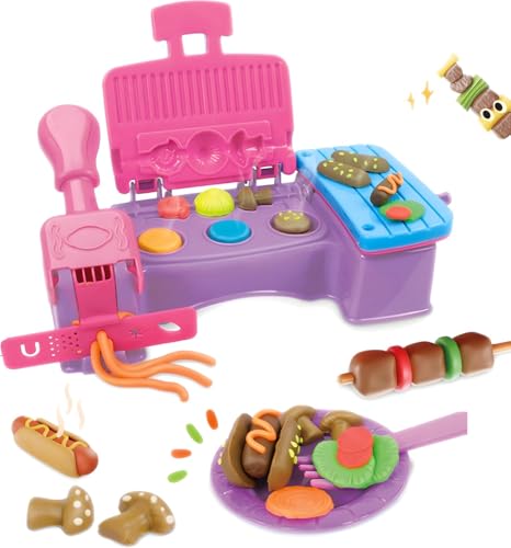 Noetoy Knete Set füR Kinder,18 StüCk Grill Knete ZubehöR mit Formen und Besteck,Rollenspielzeug Kinderknete,KüChenspielzeug Knete,Lern Geschenk Kinderspielzeug ab 3 4 5 6 7 8 Jahre Junge MäDchen von Noetoy