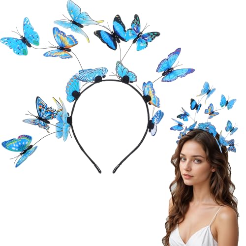 Nogeqi Schmetterling Haarschmuck Kostüm Kinder, Schmetterlinge Stirnband Fühler Haarreif Damen, Karneval Haarreif Party Butterfly Headbands Butterfly Hairband Fasching Haar Accessoires von Nogeqi