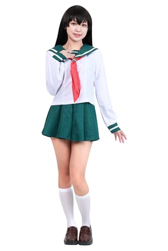 Noiclub Kagome Higurashi Cosplay Inuyasha Anime Kostüm Outfits Uniform JK Kleidung Halloween Karneval L von Noiclub