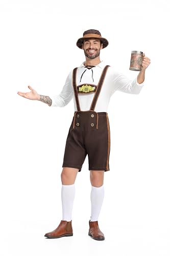 Noiclub Oktoberfest Herren Outfit, Lederhosen Bierfest Kostüm Deutsche Bayerische Bekleidnung L von Noiclub