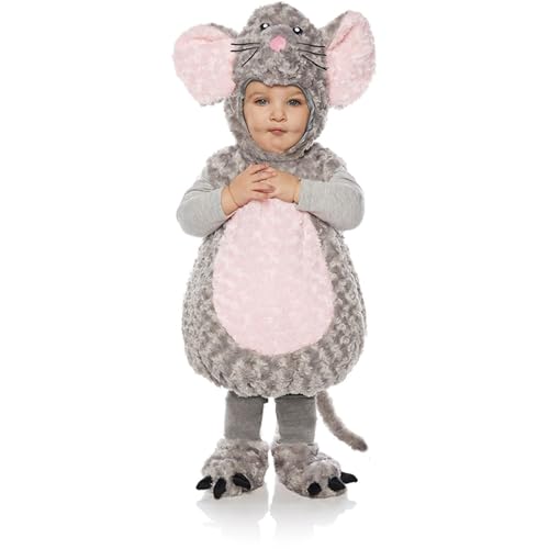 Kleinkind Baby Halloween Tier Kostüm Niedliche Maus Plüsch ärmelloses Kapuze Weste Top Kinder Schule Show Cosplay Karneval Party Dress Up (Rosa Grau, 12-24 Months) von Nokiwiqis