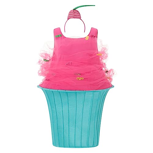 Nokiwiqis Damen Eiscreme Cupcake Donut Torte Kostüm Ärmellos Onesie mit Stirnband Erwachsen Lebensmittel Outfits für Halloween Karneval Mottopartys (Rosa Blau, One Size) von Nokiwiqis