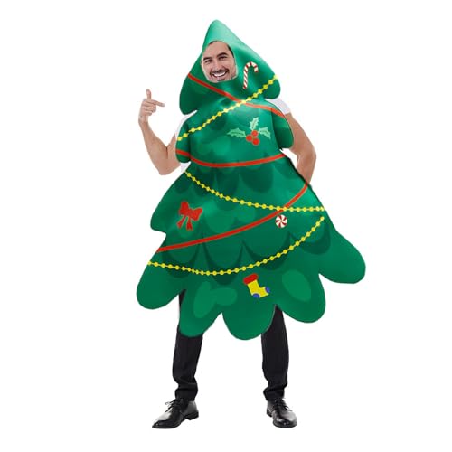 Nokiwiqis Erwachsenen Weihnachtskostüm lustiges Weihnachtsbaum Kostüm für Herren Damen Cosplay Festliches Partykleid Outfit, Einheitsgröße (Weihnachtsbaum, One Size) von Nokiwiqis