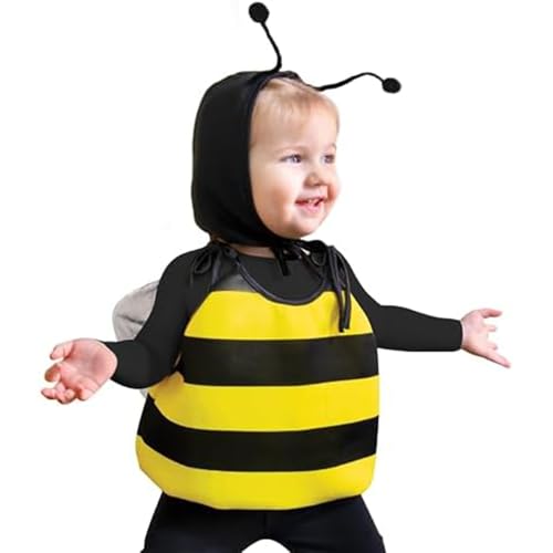 Nokiwiqis Hummel Bienen Kostüm für Erwachsene Kinder, Hummelkostüm Tier Kostüme, FaschingKostüm mit Weste Top Haarreif für Karneval Dress Up Party Cosplay (Gelbe Kinder, 3-4T) von Nokiwiqis