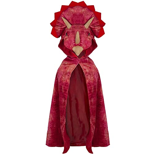 Nokiwiqis Jungen Mädchen Halloween Dinosaurier Umhang Tier Kapuzenumhang Dinosaurier Kostüm Cape Kinder für Cosplay Rollenspiel Karneval Themenparty Maskerade (Rot, 120) von Nokiwiqis