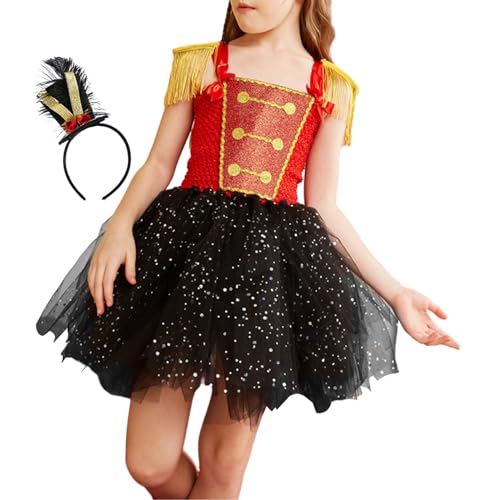 Nokiwiqis Kinder Mädchen Weihnachten Nussknacker Kostüm Pailletten Tutu Ballettkleid Zirkus Outfits für Halloween Cosplay Karneval Party (Mehrfarbig, 7-8 Years) von Nokiwiqis